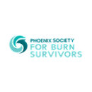 Phoenix Society logo, teal phoenix, burn survivors